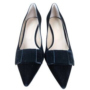 Queen Street Queen Nuero Kitten Heels Womens 9.5 Black Velvet Made in Italy NEW